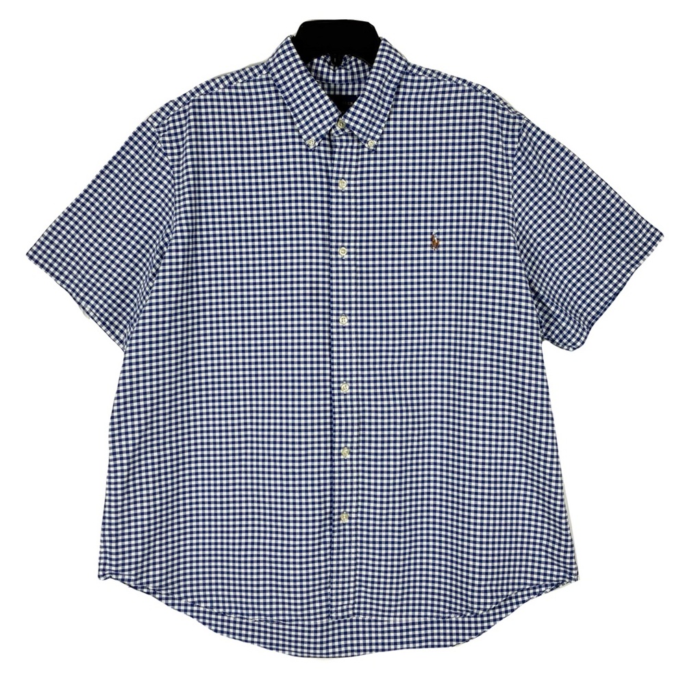 Ralph Lauren Classic Fit Button Shirt XXL Short Sleeve Gingham Plaid Staple Work